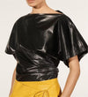 Slim Fit Pleated Leather Top