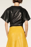 Slim Fit Pleated Leather Top