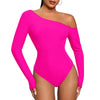 Oblique Shoulder Long Sleeved Bodysuit