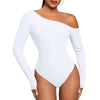 Oblique Shoulder Long Sleeved Bodysuit