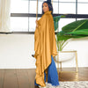 Pleated Long Solid Color Shawl Shirt