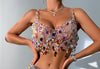 Cutout Rhinestone Body Chain Suit