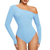 Oblique Shoulder Long Sleeved Bodysuit