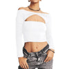 Off the Shoulder Long Sleeve Hollow Out Top