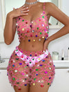 Cutout Rhinestone Body Chain Suit